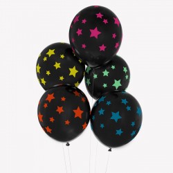 Sorte Balloner med farvede stjerner fra My Little Day