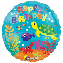 Undervands Happy Birthday Ballon