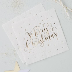 Merry Christmas Servietter med guld Stjerner