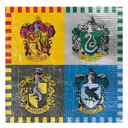 Harry Potter kaffeservietter med emblemer fra Gryffindor, Hufflepuff, Ravenclaw og Slytherin