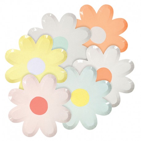 12 Blomster Tallerkner fra Meri Meri i et smukt tusindfryd design
