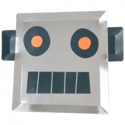 Robot Tallerken i Sølv Folie fra Meri Meri