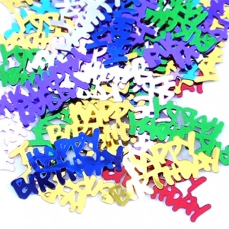 Happy Birthday konfetti i regnbuens farver