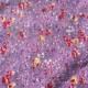Håndlavet stofvimpel med lilla toner og fine blomster