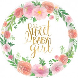 "Sweet Baby Girl" paptallerkner til babyshower