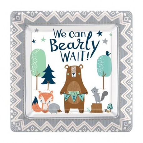 Bearly Wait Tallerkner til babyshower