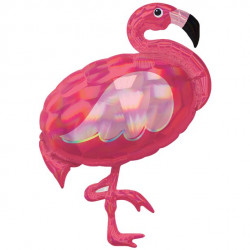 Pink Flamingo Iridescent Supershape Ballon