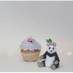 Blomster Panda caketopper