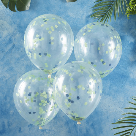 Grønne og blå konfetti balloner