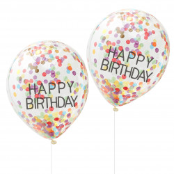 Happy Birthday Regnbue Konfetti Ballon