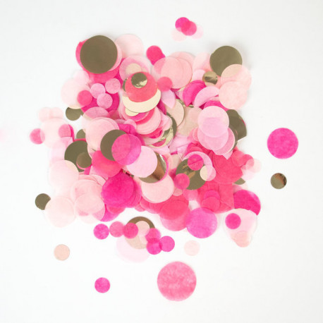 Pink og lyserød silkepapirskonfetti med guld folie fra My Little Day