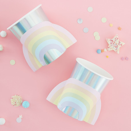 Perlemorsølv papkrus med Pastel regnbue