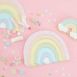 Pastel og perlemorssølv regnbue servietter fra Gingerray