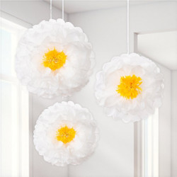 Hvide blomster pompom fra engelske Talking Tables
