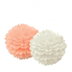 Fersken og hvid pom pom'er