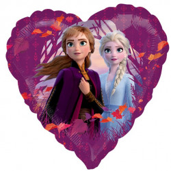 Folie hjerte ballon med Anna og Elsa fra Frozen 2