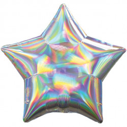 Sølv folie stjerne ballon med iriserende effekt