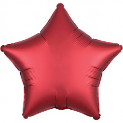 Rød Satin Stjerne Folie Ballon til Helium