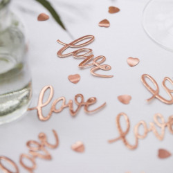 Rose gold "Love" konfetti fra Ginger Ray