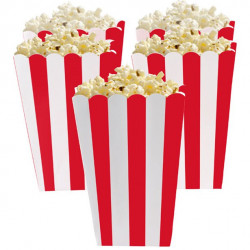 Rød og hvid stribede popcorn bæger