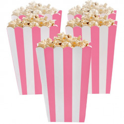 Lyserød og hvid stribede popcorn bæger