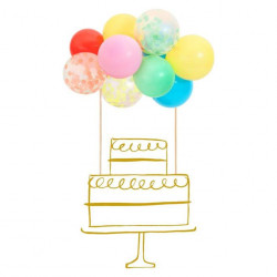 Regnbue ballon caketopper fra Meri Meri