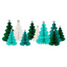 10 Grønne honeycomb juletræer med julestjerner i sølv fra Meri Meri