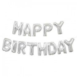 Sølv Happy Birthday Guirlande