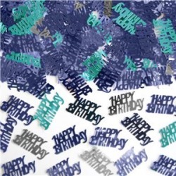 Blå Happy Birthday konfetti